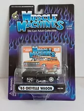 1965 Chevelle Station Wagon Black Blower 2002 Muscle Machines Diecast 1:64