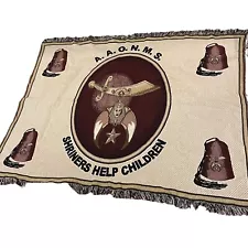 Vintage Shriners Wall Hanging Throw Blanket Tapestry Fringed 70x53