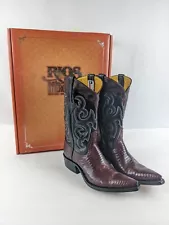 Rios Of Mercedes Women's Rochester Boots Wine Lizard Black Goat 6.5 NEW