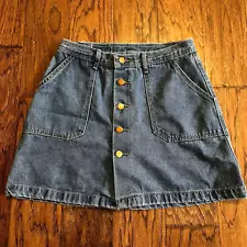 Yimeixuan Button Front Denim Mini Skirt Women's Size Medium Blue Jean 30 X 16