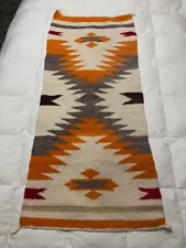 Antique Navajo Handwoven Native American Indian Wool Rug / Blanket 35" x 16"