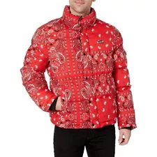 Levi's Men's Red Bandana Bubble Puffer Coat Size: M NWT