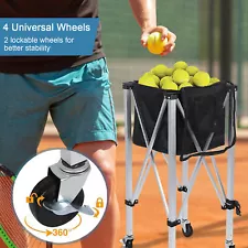 Foldable Tennis Ball Cart with Wheels, Portable Lightweight Holds 160 Balls