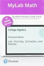 MyMathLab with eText-18 wk. Access code for College Algebra 13/e by Lial,Hornsby