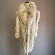 ✨Natural Genuine Blue FOX FUR FULL LENGTH FUR Coat FLUFFY Soft MINT! Sz 48 L/XL