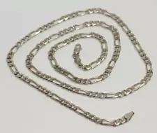 MENS 925 ITALY STERLING SILVER 24" X 4MM FIGARO CHAIN 20 GR