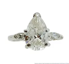 Amazing 2.5ctw Pear Shape Diamond Accent 14K White Gold Vintage Engagement Ring