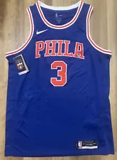 Allen Iverson Retro Vintage Classic Philadelphia Sixers Jersey Blue Large