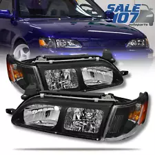 For 1993-1997 Toyota Corolla DX Headlights Black Housing Clear Lens Left+Right (For: 1995 Toyota Corolla)