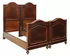 Bed, Double, Frames, Italian, Inlaid Rosewood, Double Bed, Early 1900s, 20th C.!