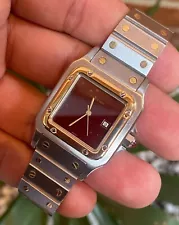 Cartier Santos Carree Men’s Watch LM Automatic 29mm SS 18K Burgundy Ref. 2961