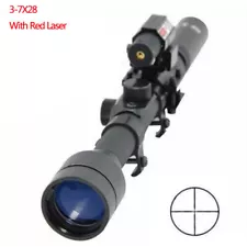 3-7x28 Scope with Ring Mounts 11mm Laser for Hunting Rifle / Air Gun / Crossbow