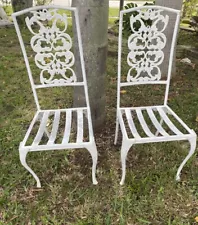 Pair Of White Metal European Garden Chairs Late 19th Century