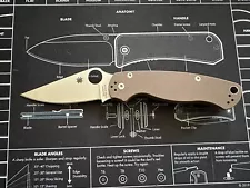 Spyderco ParaMilitary 2 Brown S35VN Folding Knife with Deep Titanium Pocket Clip