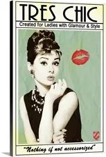 Audrey Hepburn Tres Chic Canvas Wall Art Print, Celebrity Home Decor