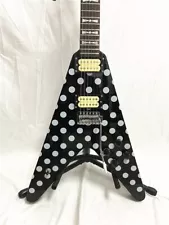 Hot Sale Custom Black V Style Electric Guitar Randy Rhoads Polka Dot Free Ship