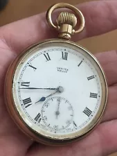 Antique Vertex Revue Swiss 15 Jewel Open Face Pocket Watch For Repair