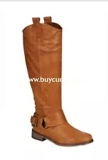 SALE!! SHOES {Just My Style} Tall TAN Riding Boots with Buckle Accent