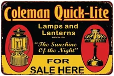 Coleman Quick-Lite Lamps and Lanterns for sale Vintage Look Metal sign 8 x 12