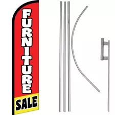 Furniture Sale Red / White Windless Banner Flag & 16' Flagpole Kit /Ground