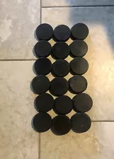 Ice Hockey Black Pucks Lot of 18