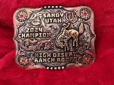 BRONC RIDING RODEO CHAMPION TROPHY BUCKLE☆PROFESSIONAL☆SANDY UTAH☆2024☆RARE☆136