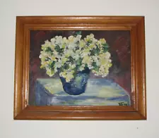 Vintage Originsl Floral Oil Painting Framed Estate Sale