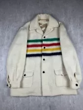 Vtg 40s 50s Hudson Bay Coat Wool Rainbow Peacoat Double Button Size Unknown