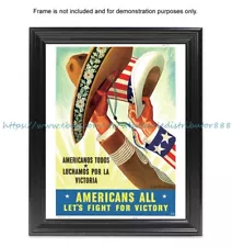 1943 WW2 propaganda war poster Americans All 8x10"print wall art for living room