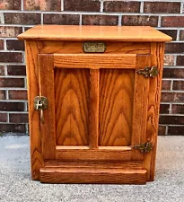 VINTAGE WHITE CLAD OAK WOOD ICE BOX NIGHTSTAND CABINET CHEST END TABLE LOOK WOW!