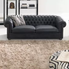 Vintage Tufted Leather Natuzzi Chesterfield Sofa