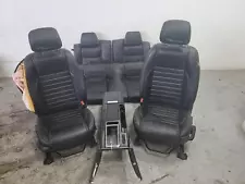 2010-2014 Mustang Front Rear Leather Manual Seats w/Console BLACK/GREEN