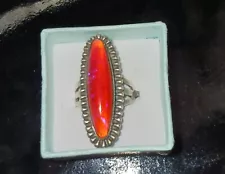 Vintage Sterling Silver Mexican Fire Opal ? Ring Size 4 3/4