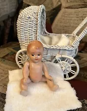 Vintage 1930 composition baby dolls With Doll Stroller And Blanket