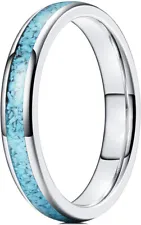 Ebay Wedding Rings For Women. 4mm Crushed Turquoise Silver Tungsten Wedding Band