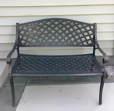 Cast Iron Bronze Aluminum Outdoor Garden Bench Lattice Weave Patio Furniture NEW