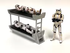 CUSTOM BARRACK SOLDIER BUNK BED for 3.75" FIGURE STAR WARS GI JOE DIORAMA (F02)