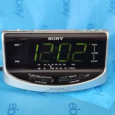 Sony Dream Machine Digital Alarm Clock AM FM Radio Large Display Silver Tested