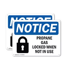 (2 Pack) Propane Cage Locked When Not In Use OSHA Notice Sign Decal Metal