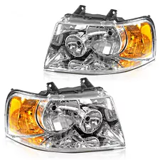 Pair Headlights Assembly For 2003-2006 Ford Expedition Chrome Housing