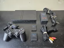 New ListingSony PlayStation 2 PS2 Slim Black Console SCPH-75001 Controller Memory Tested