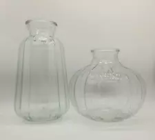 Pair Set of Clear Round Glass Flower Vases - Multiple Size