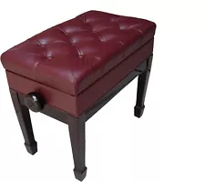 GENUINE LEATHER ADJUSTABLE PIANO BENCH/STOOL/CHAIR- MAHOGANY OPENED ITEM