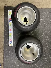 Two American pattern 6” diameter go kart racing wheels with tires Drift Trike