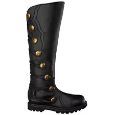 Black Premium Leather Knee-High Renaissance Boots