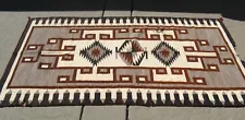 Antique Large Native American Indian Navajo Rug 80” by 46” With Damage