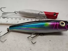 2×TOP QUALITY,RATTLING SURFACE POPPER--BASS,TROUT FISHING LURES