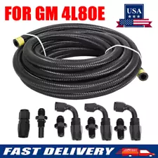 For GM 4L80E 6AN Nylon Black Steel Braided Automatic Transmission Cooler Line