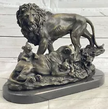 African Lion With Family Animal Bronze Sculpture Statue Figurine Home Decor Sale