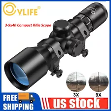 3-9X40 Compact Rifle Scope Crosshair Mil-Dot Truplex Reticle With Scope Mounts